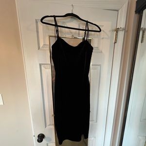 Express Black Velvet Wedding Guest Dress
